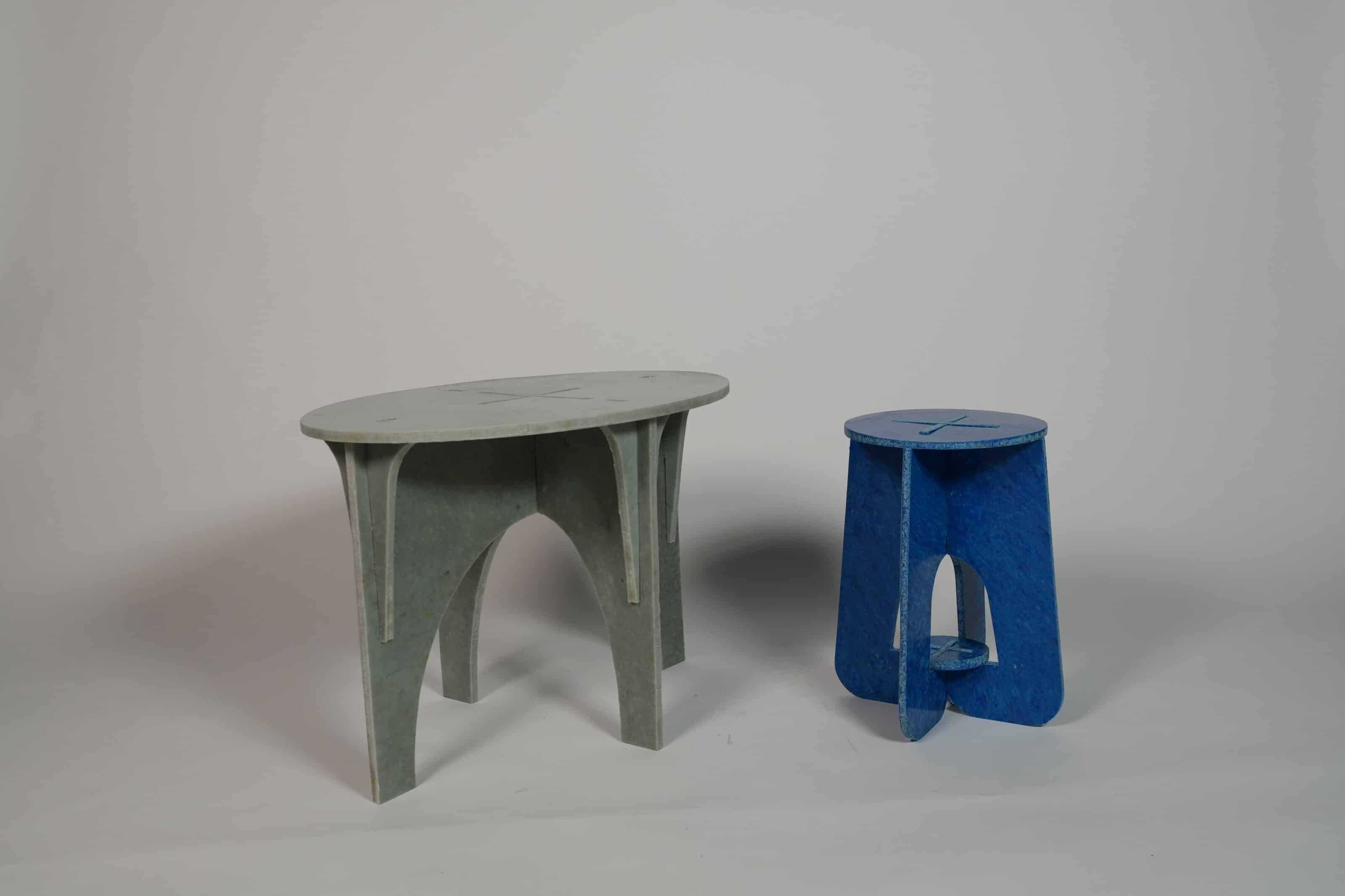 Studio photo of the OLLE Table & SIVABE Stool