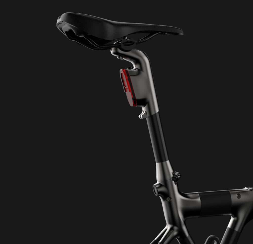 Hexia Fold: Rear fitting and inverted seatpost with integrated light